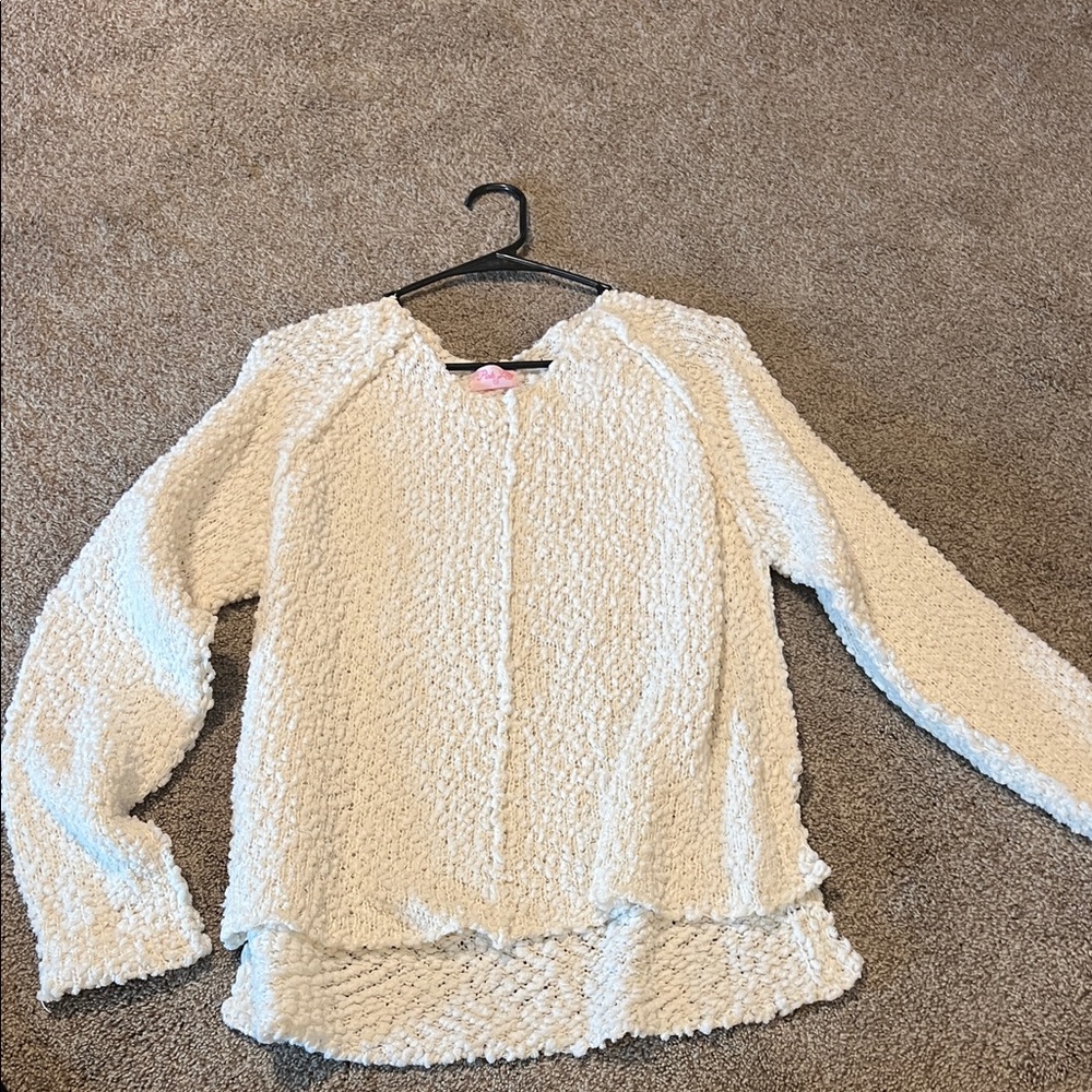 Pink Lily Ivory Textured Knit Top